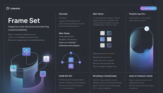 Technical diagram or flowchart with text and icons on a dark background, likely related to software development or coding.