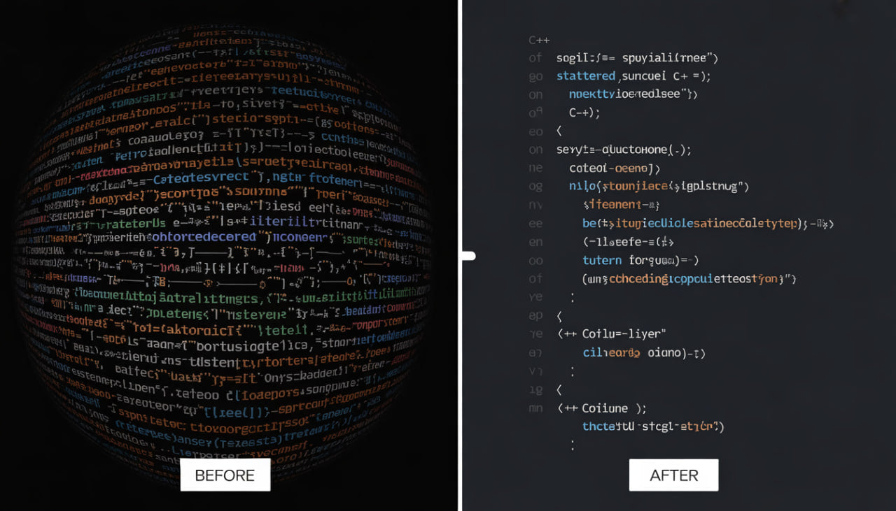 before confused code after clear readble code