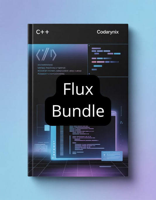 Book titled 'C++ Flux Bundle' by Codarynix on a blue background