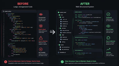 after and before about code structure and logic