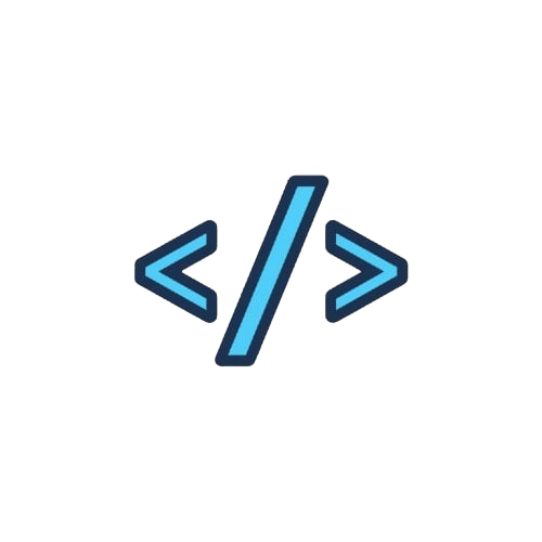 Icon of code editor with blue lines on a white background