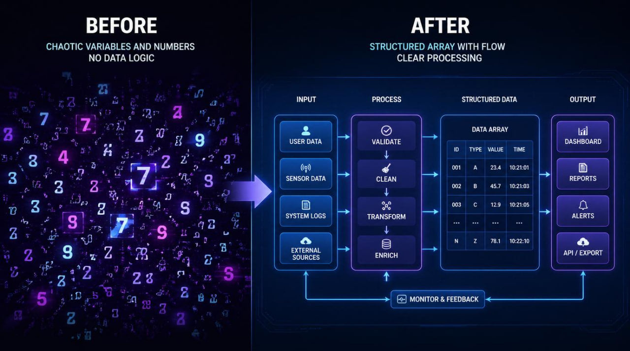 before after structure blue and purple background