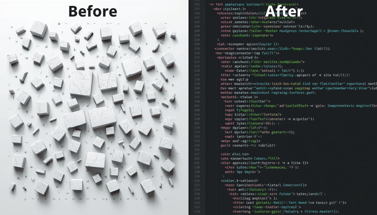 before and after chaotic before and structured after code 