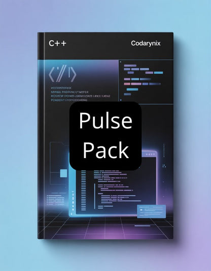 Book cover of 'C++' by Codarynix with 'Pulse Pack' label on a blue gradient background