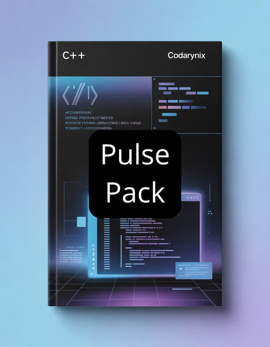 Book cover of 'C++' by Codarynix with 'Pulse Pack' label on a blue gradient background